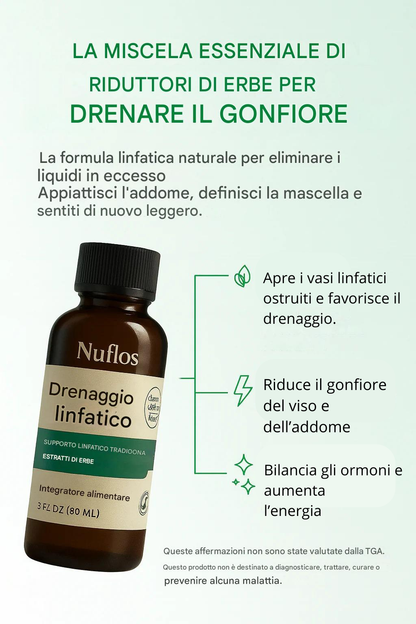 Drenaggio linfatico Nuflos: drena naturalmente il gonfiore da viso, addome, braccia e gambe