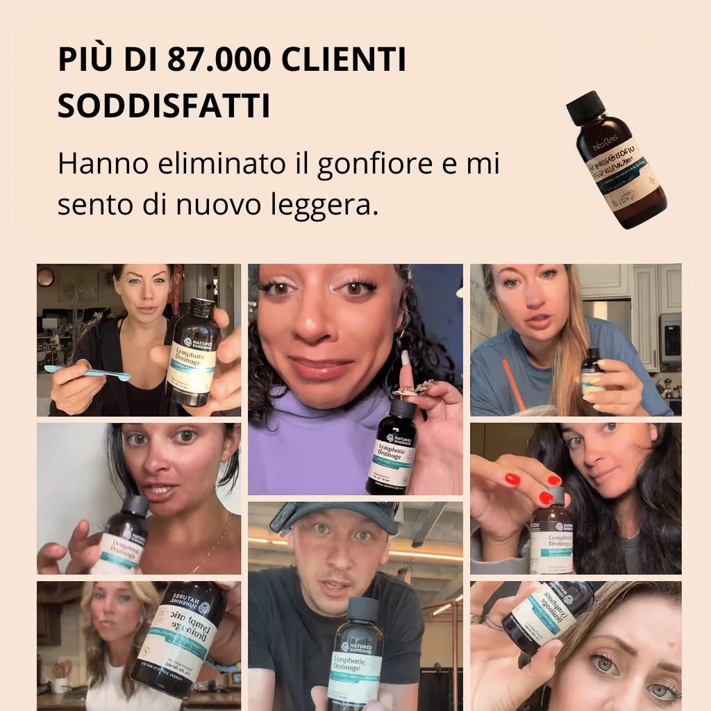 Drenaggio linfatico Nuflos: drena naturalmente il gonfiore da viso, addome, braccia e gambe